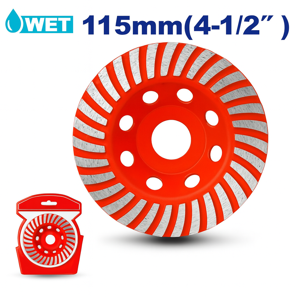 Copa diamantada EMTOP 115 mm x 22.2 mm para desbaste de concreto y piedra