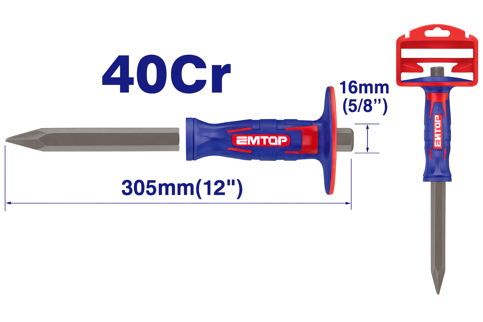 Cincel Punta Hexagonal EMTOP para Concreto – 4 mm x 305 mm