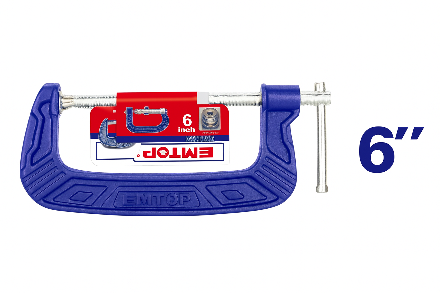 Prensa tipo G de 6" (150 mm) en hierro fundido maleable con rosca en T