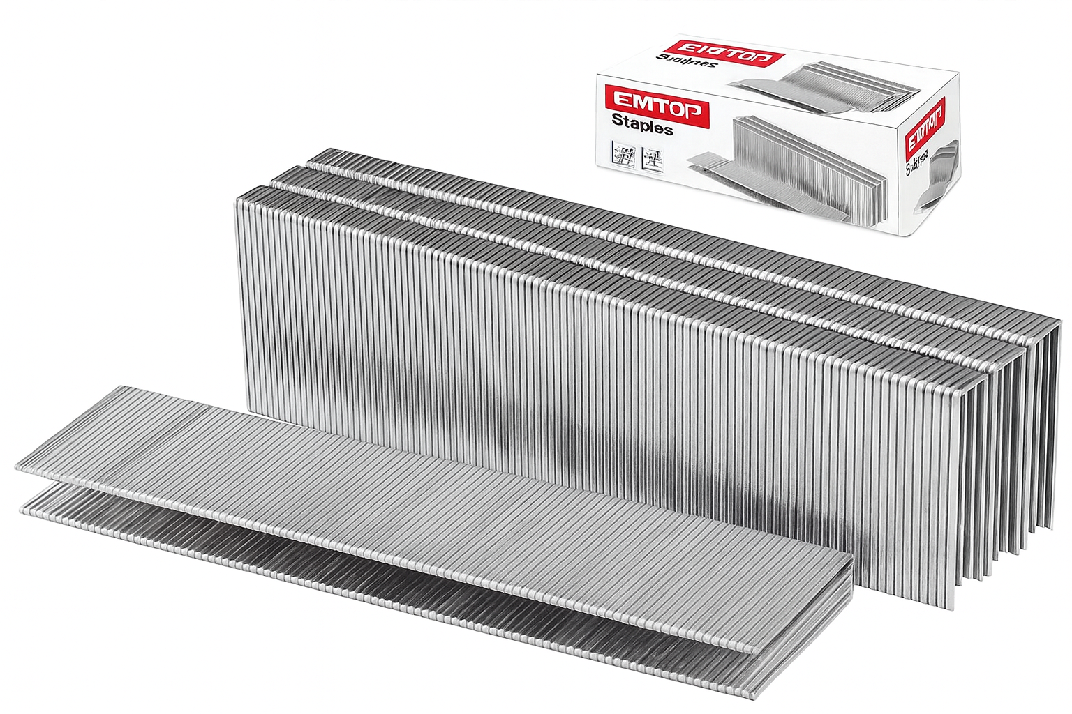 Grapas EMTOP 40 mm calibre 18 (corona 5.7 mm) – 2500 piezas para clavadora neumática