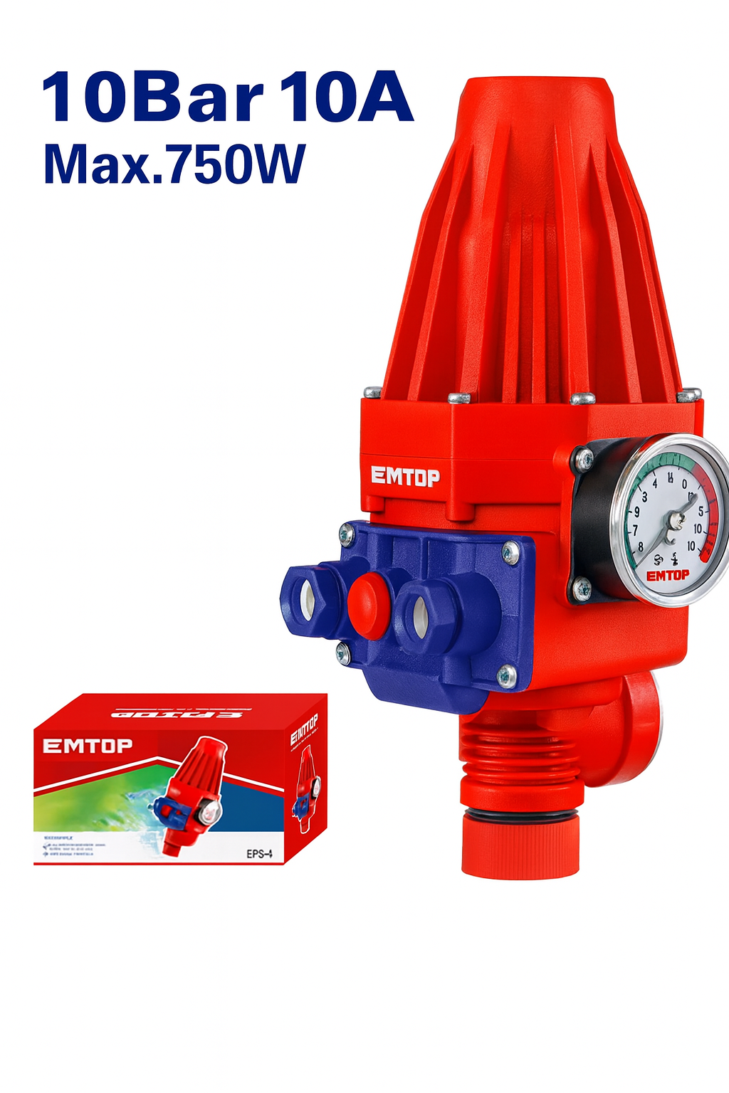 Control automático de bomba de agua EMTOP 110–120V 1.5 BAR 1100W IP65