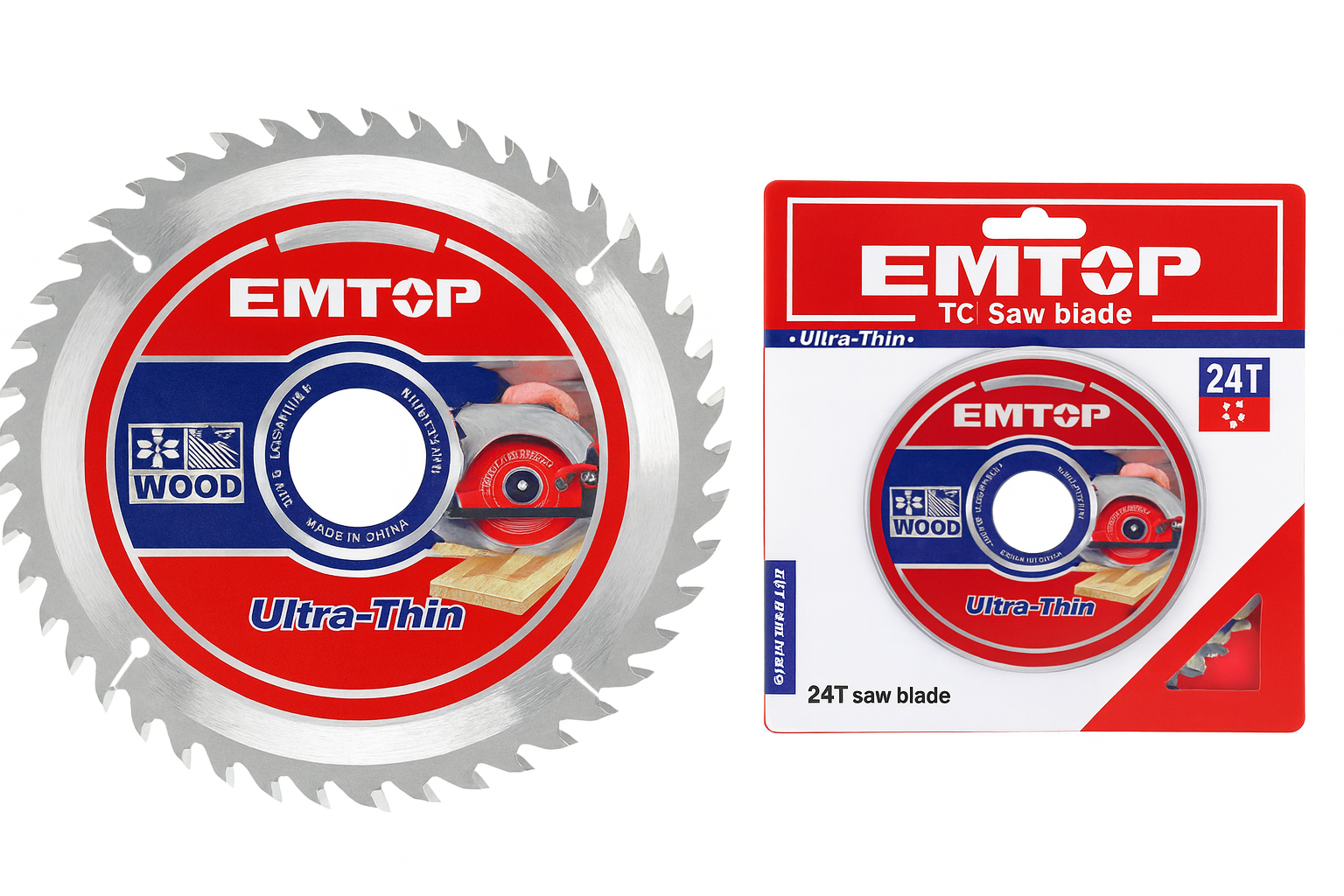 Disco de sierra EMTOP TCT 185 mm (7-1/4”) 40 dientes para madera con anillo reductor de 16 mm