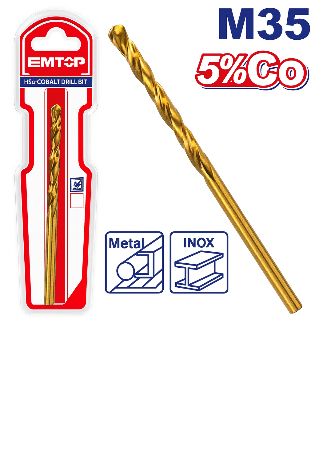 Broca EMTOP HSS-Co M35 de 3/8" (9.5 mm) – acero rápido con 5% de cobalto