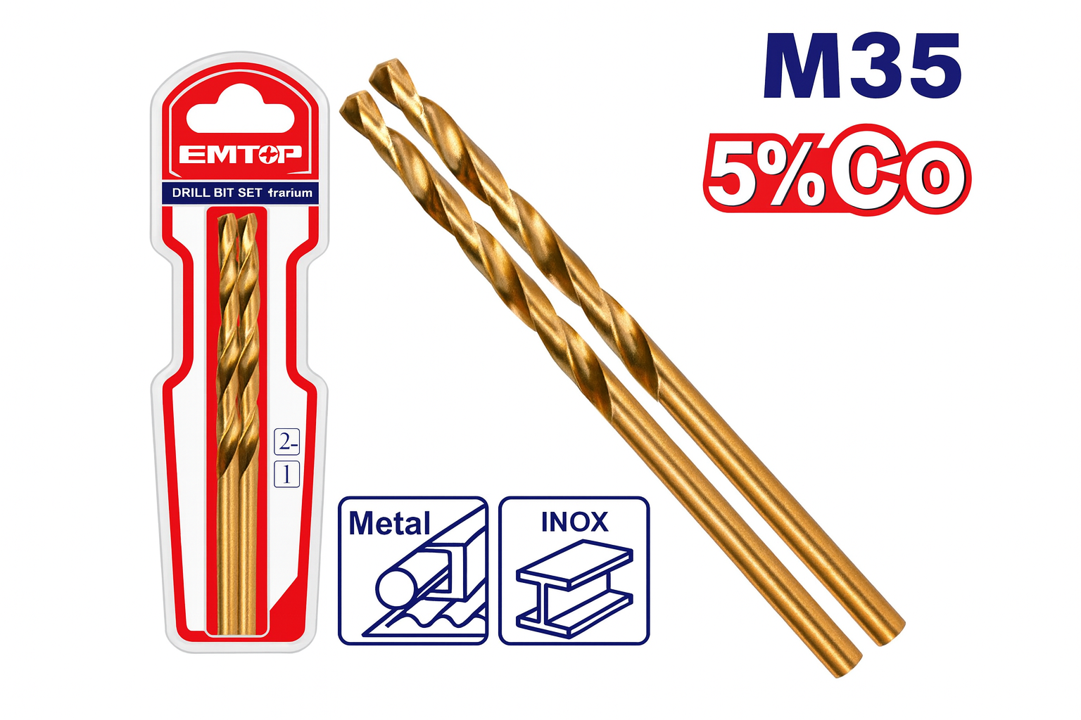 Broca EMTOP HSS-Co M35 de 1/2" (12.7 mm) – acero rápido con 5% de cobalto