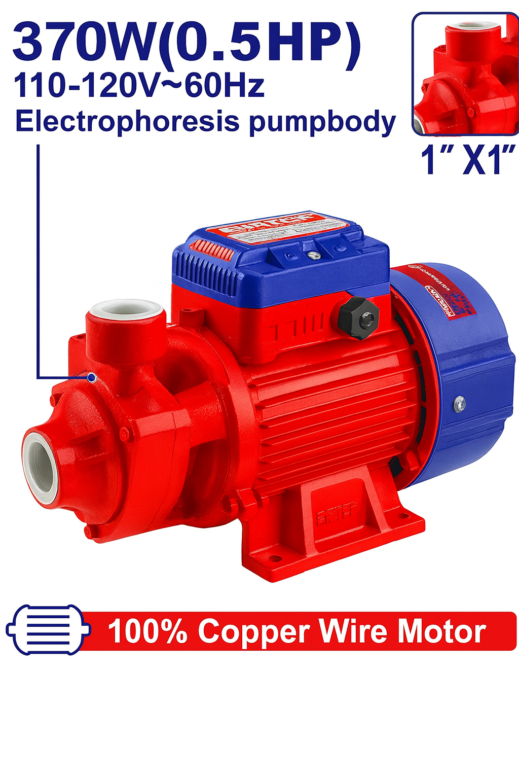 Bomba de agua periférica EMTOP 0.5 HP 370W con impulsor