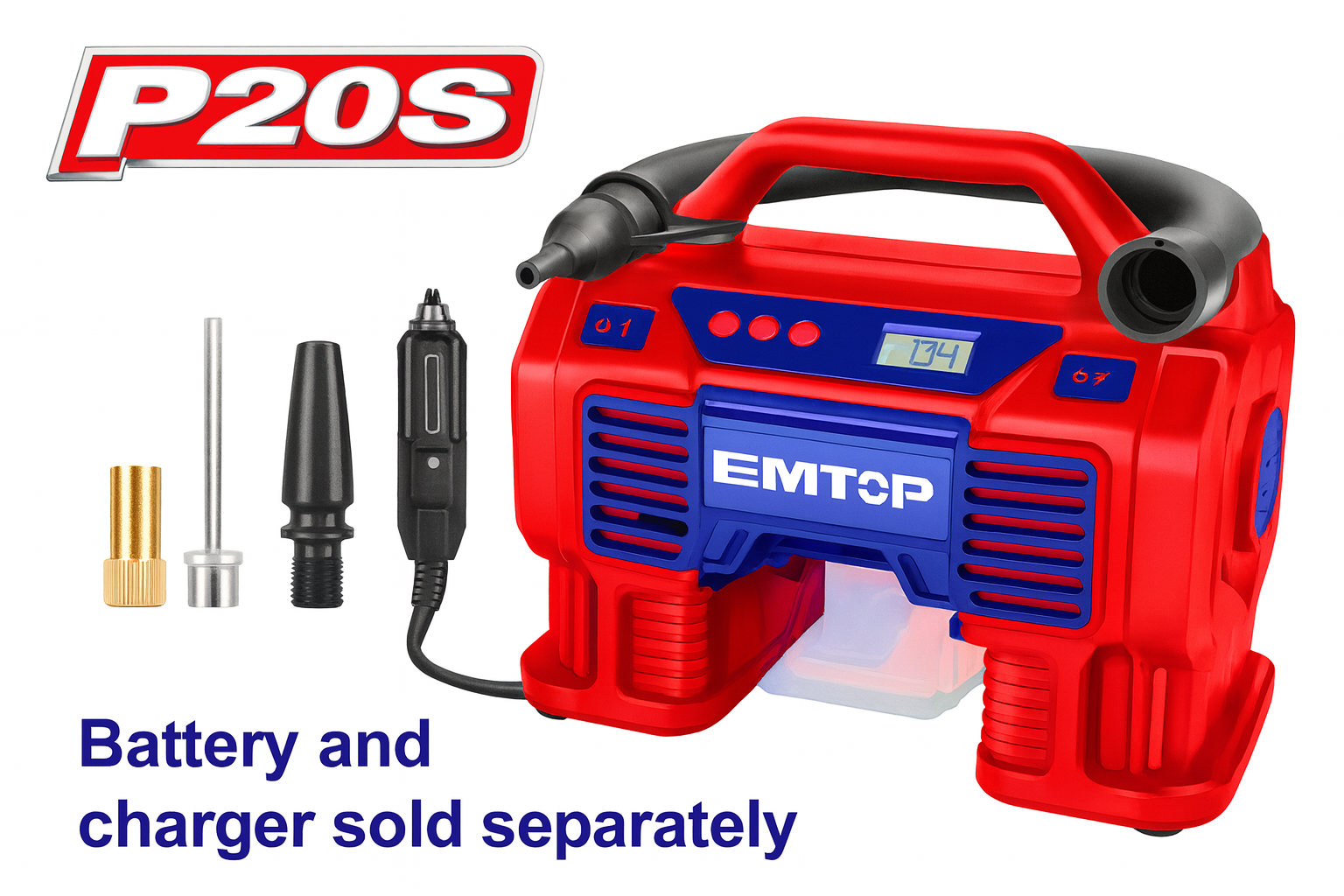 Inflador Eléctrico Portátil EMTOP para Auto – 160 PSI con Pantalla Digital