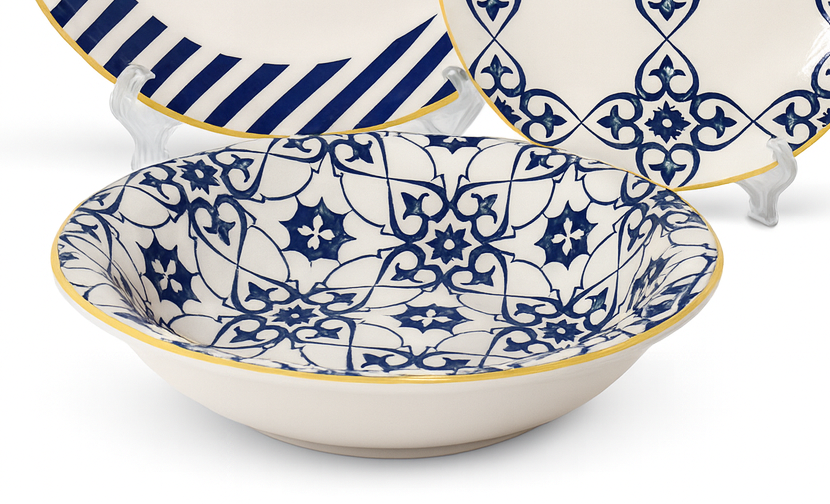 Set de plato y cuenco de ceramica variedad