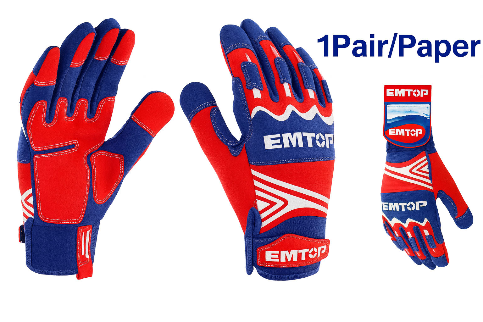 Guantes de trabajo EMTOP talla XL de microfibra y cuero sintético reforzado con protección dorsal