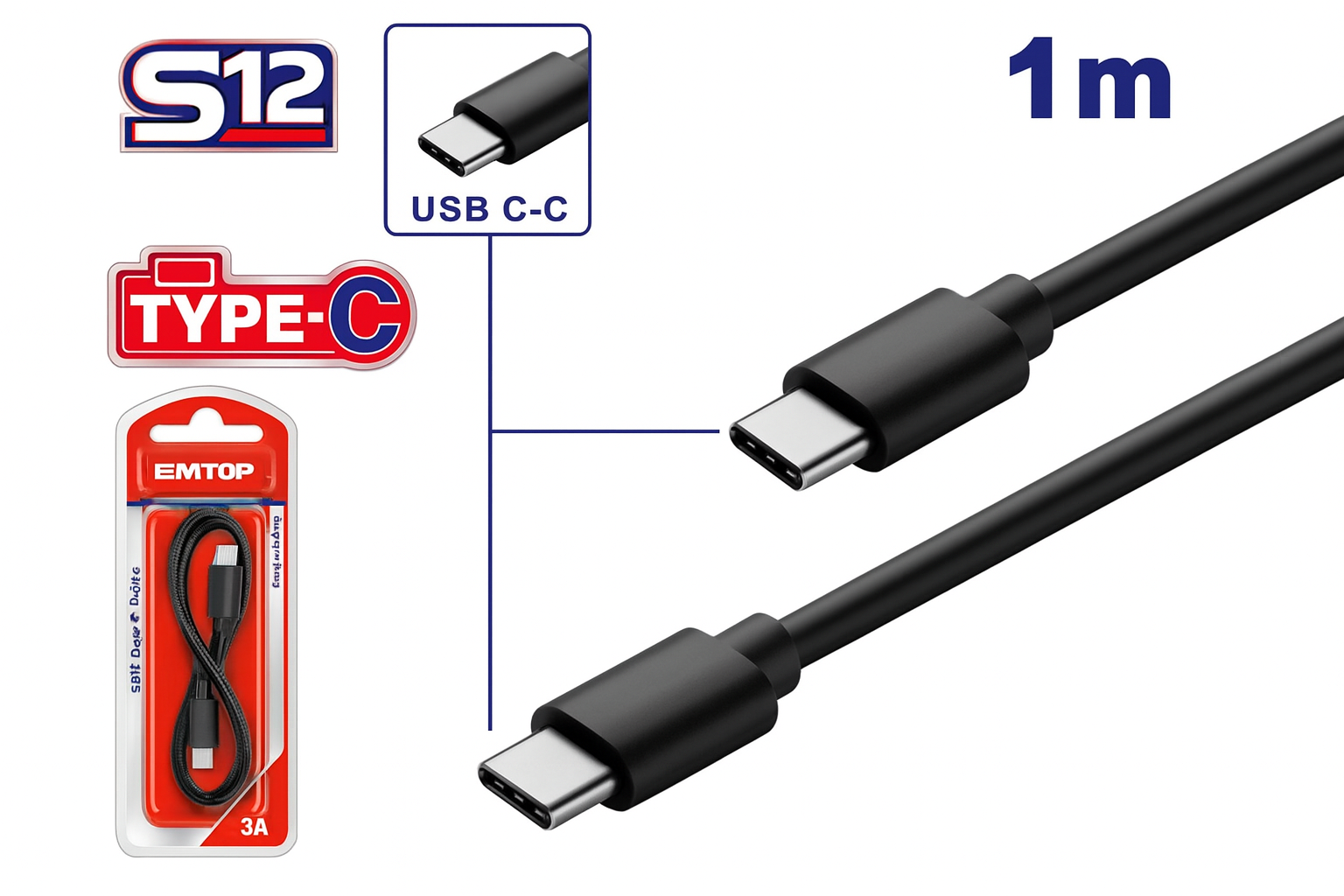Cable USB Tipo-C a Tipo-C 1m